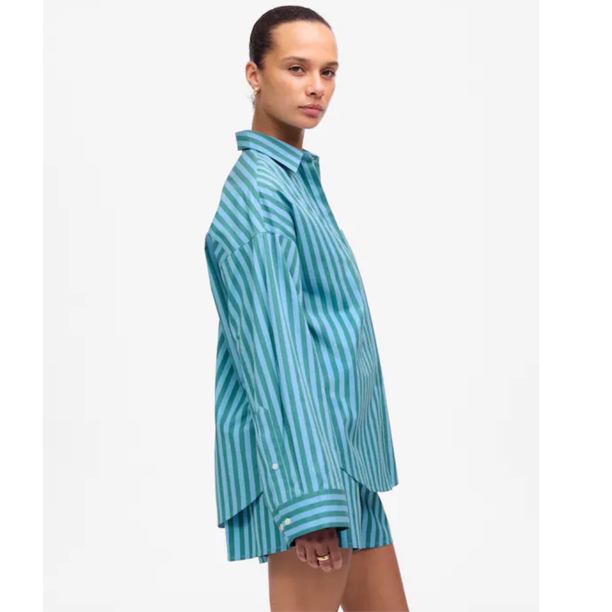 Madewell Striped Preppy Poplin Oversized Shirt XS/S Boxy Button Down Blouse New