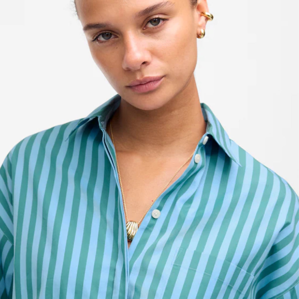 Madewell Striped Preppy Poplin Oversized Shirt XS/S Boxy Button Down Blouse New