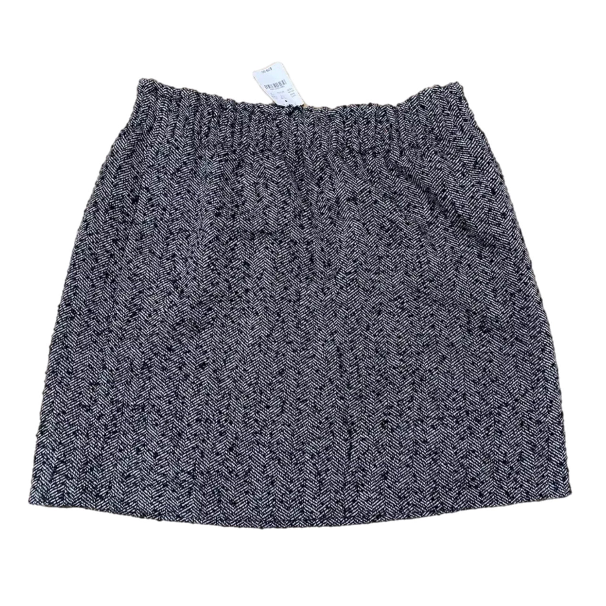 J. CREW Womens Bunch Waist Skirt Herringbone Tweed Wool Blend Gray NWT Sz 8