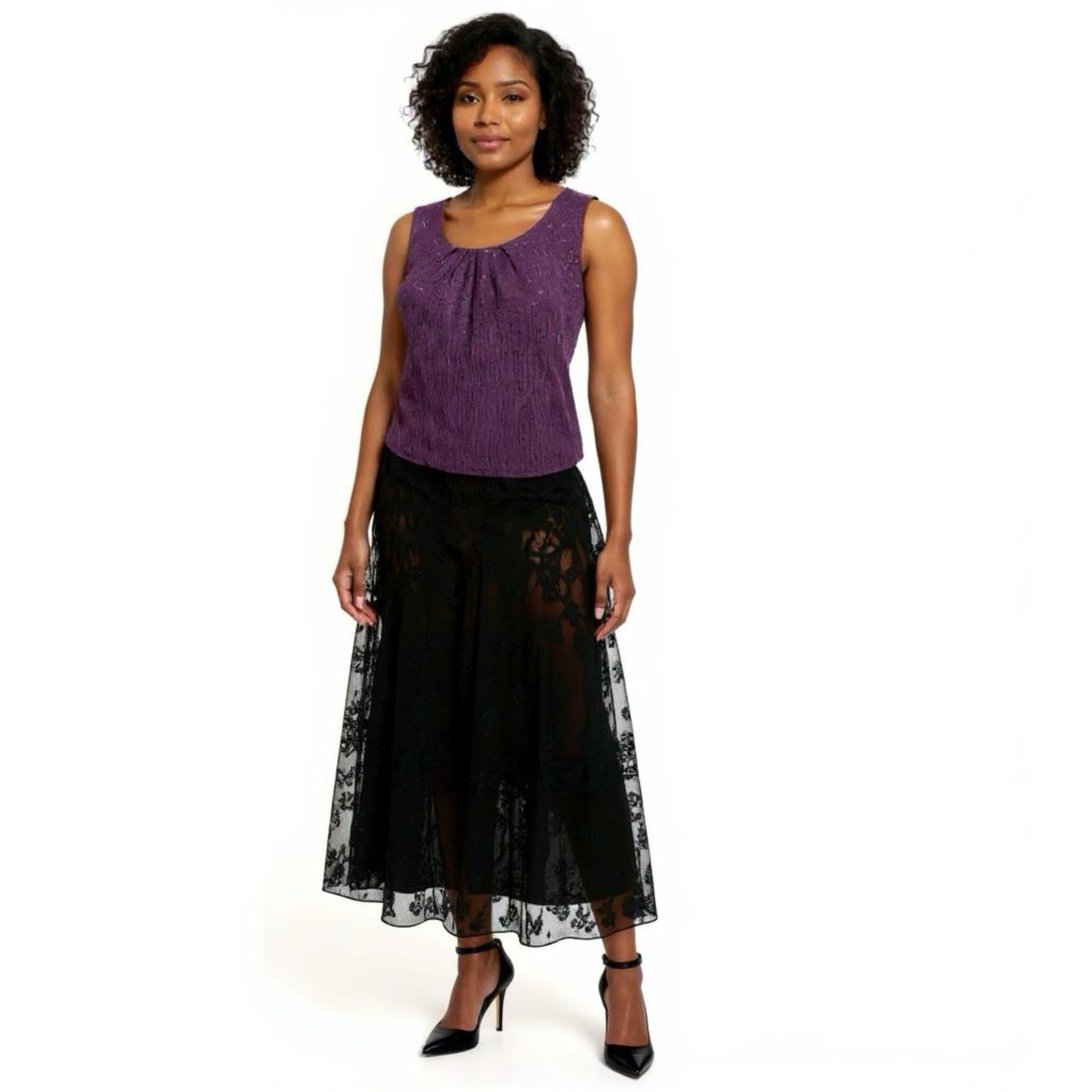 Talbots 100% Silk Sleeveless Blouse Embroidery Sequins Plum Purple Sz 6
